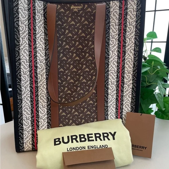 Burberry “Large” Monogram Stripe E-Canvas Tote Bag - Picture 11 of 11